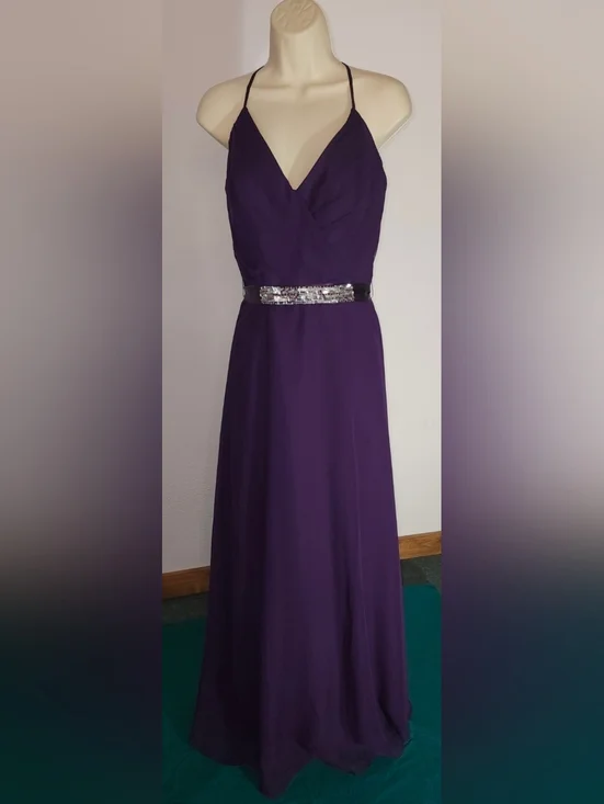 Davinci Dress Rhinestones and Sequins Ribbon Belt Sash Purple Size 10 - Picture 5 of 14